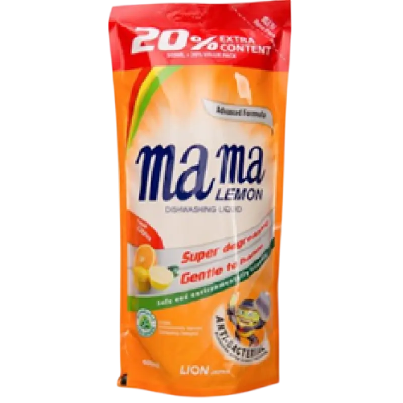 Mama Lemon Anti-Bacterial Dishwashing Liquid Fresh Citrus Refill 600ml