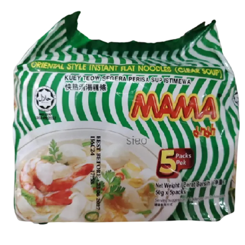 Mama Oriental Style Instant Flat Noodles Clear Soup 5 Packs 250g